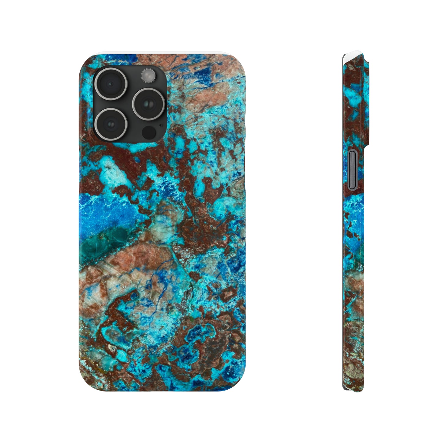 Slim Phone Case - Chrysocolla Mineral Mix Design B