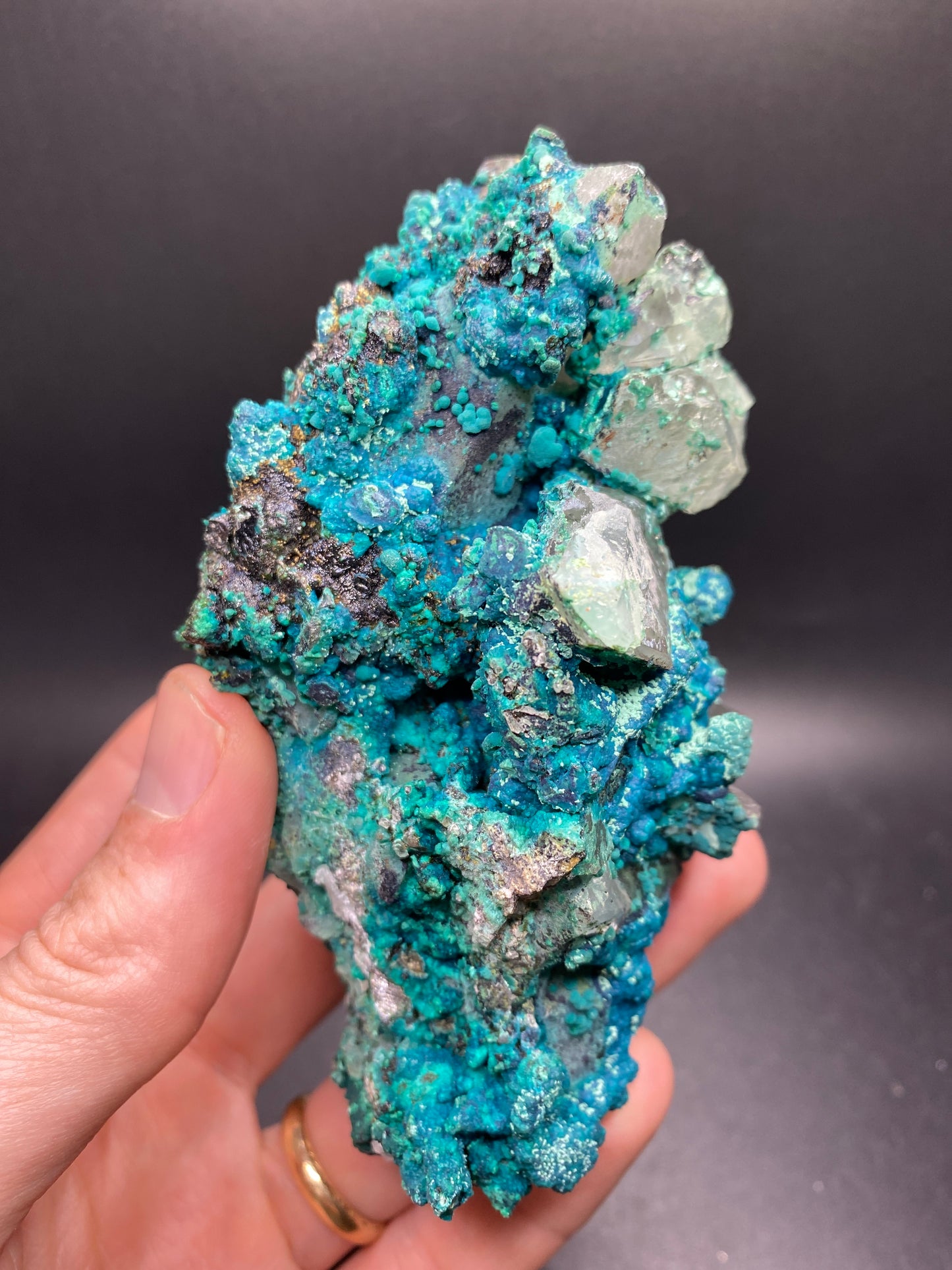 Chrysocolla on Quartz - Tentadora Mine - Peru