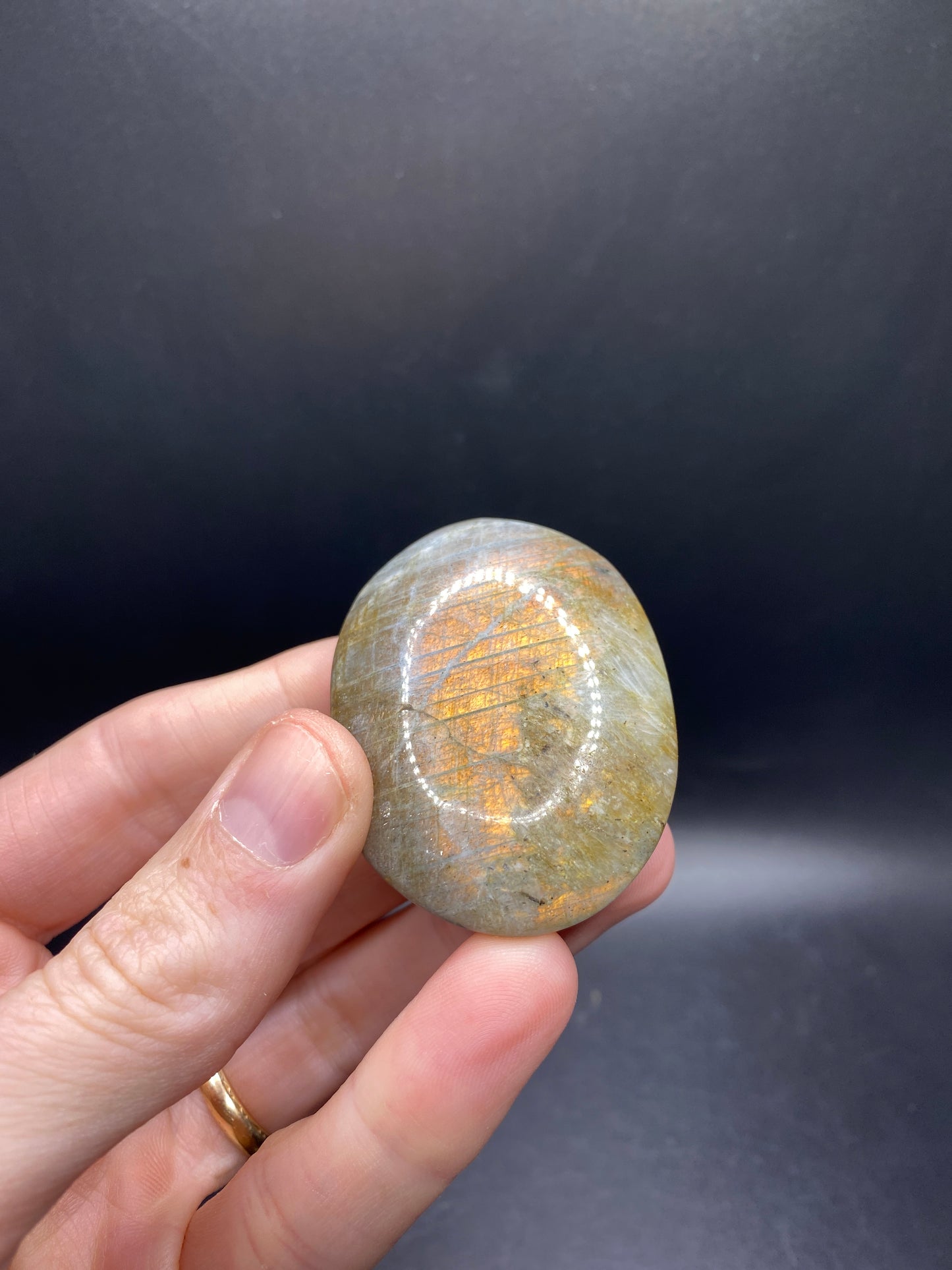 Labradorite Palmstone - Orange Flash - Madagascar