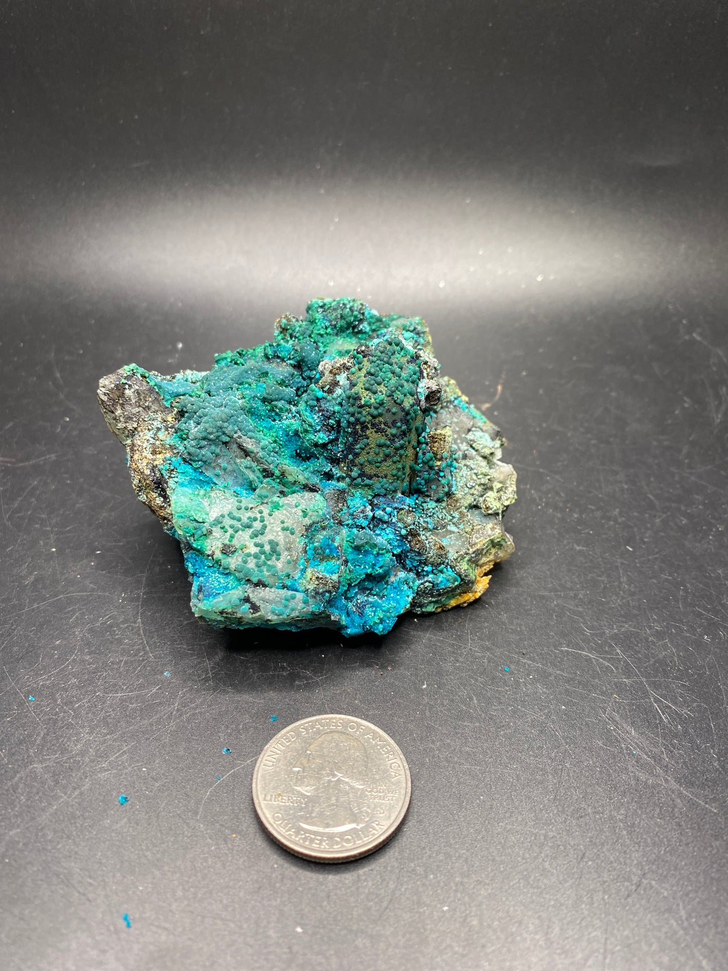 Chrysocolla on Quartz - Tentadora Mine - Peru