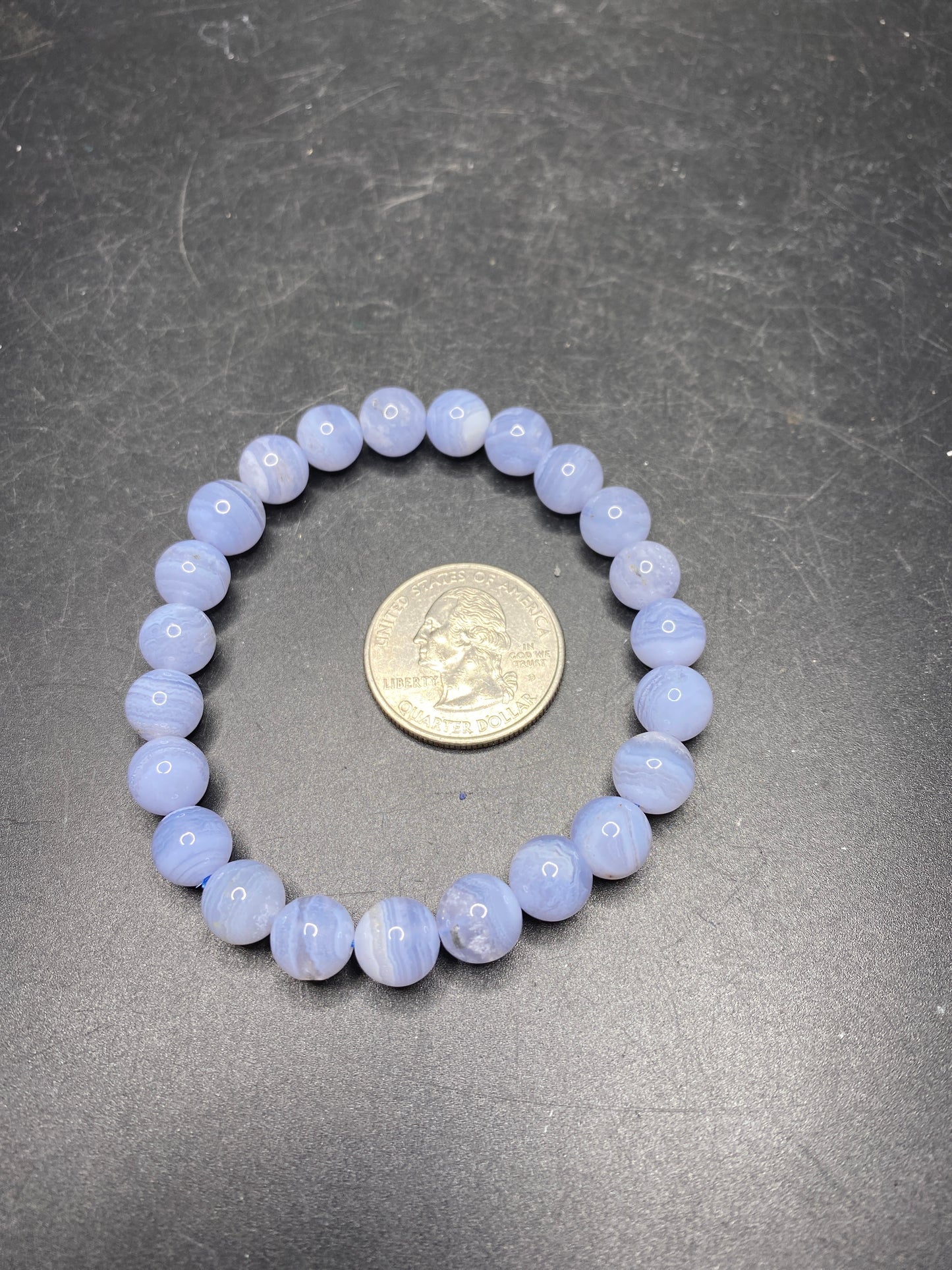 Blue Lace Agate Bracelet - 7-8mm