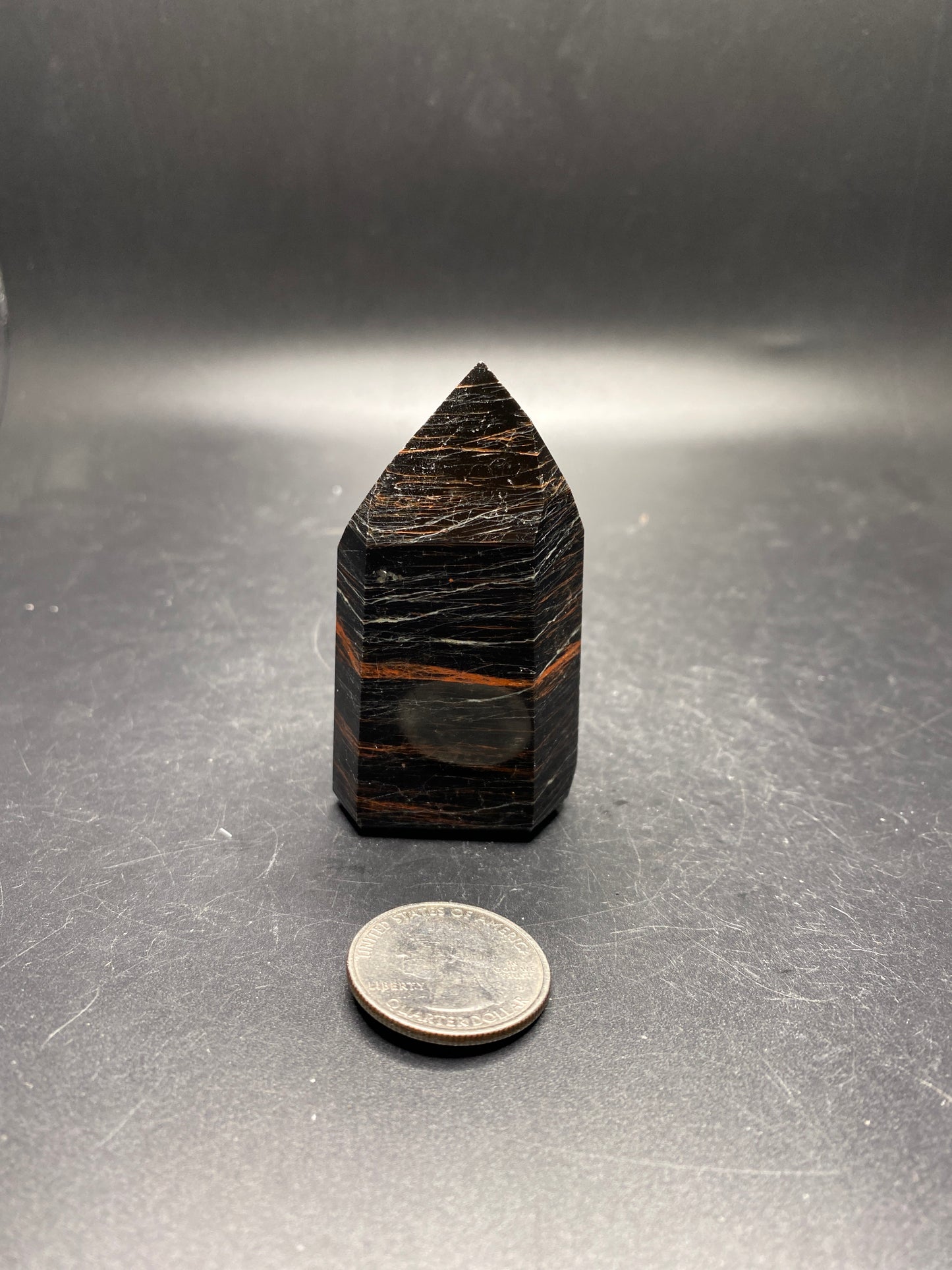 Black Tourmaline with Hematite Towers - Brazil