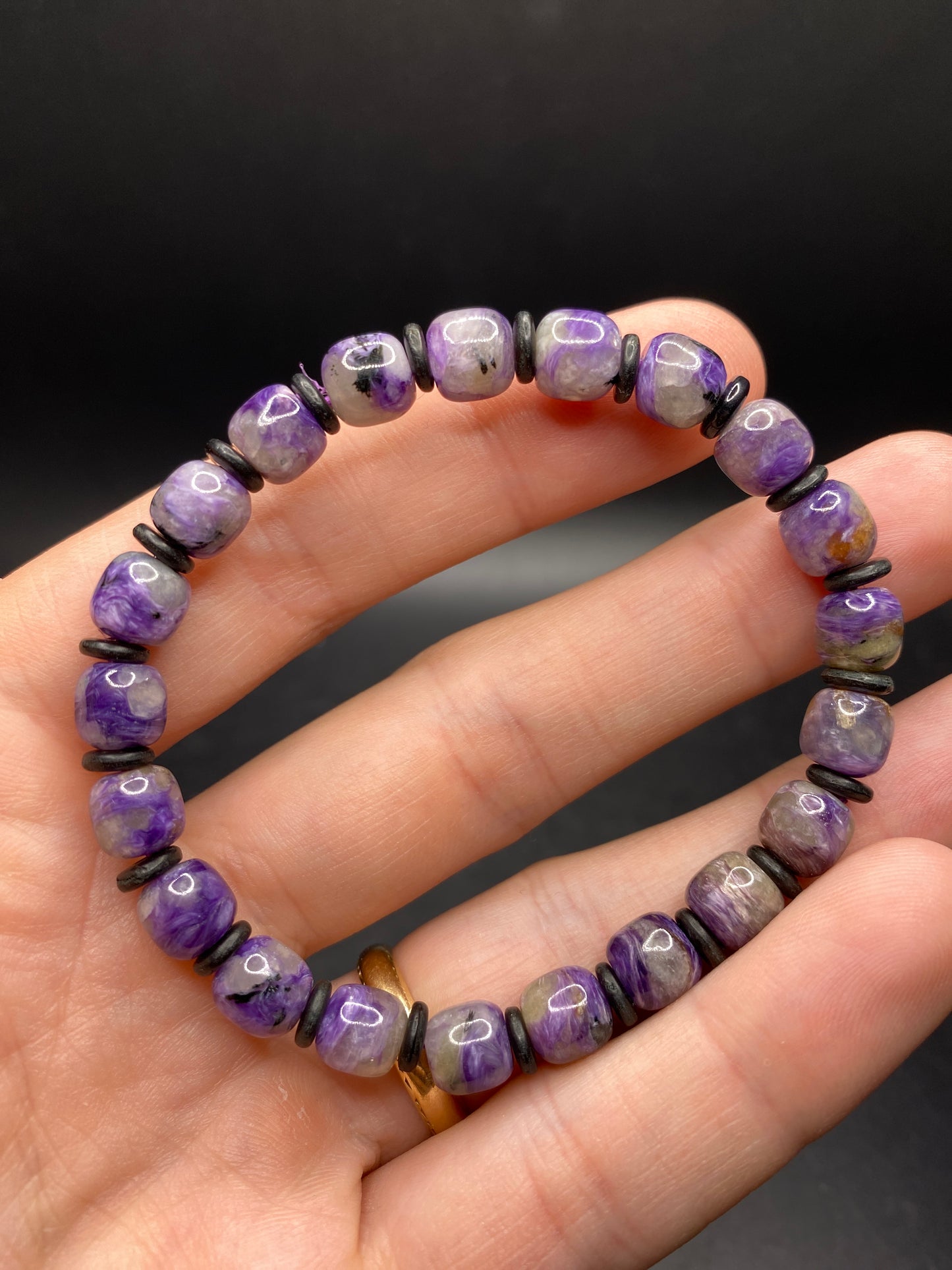 Charoite Bracelet - 7mm barrel bead