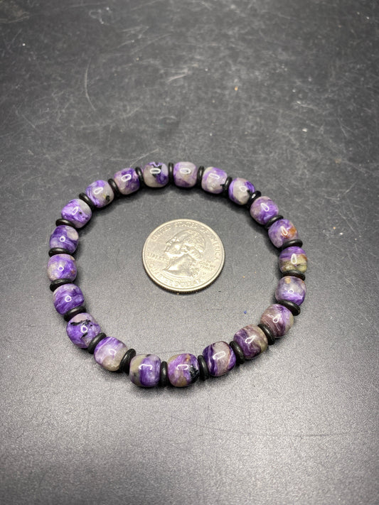 Charoite Bracelet - 7mm barrel bead