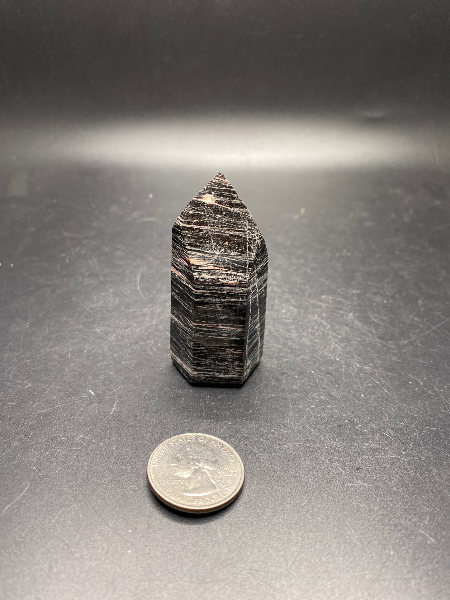 Black Tourmaline with Hematite Towers - Brazil