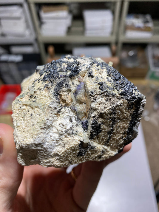 Feldspar Crystal with Aquamarine, Hematite, and Fluorite - Namibia