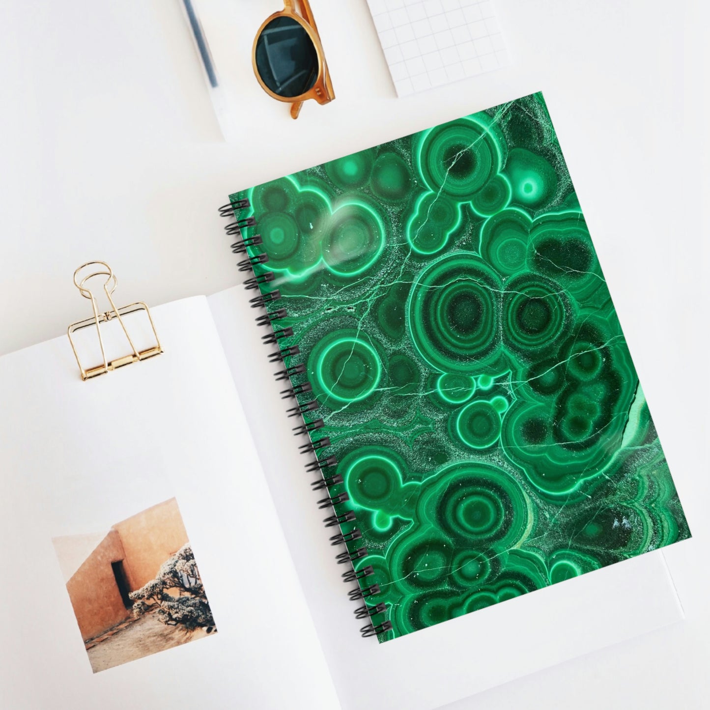 Spiral Notebook for School, Malachite Pattern Notebook, Gift for Crystal Lover, High Grade Malachite Banding, Malachite Lover