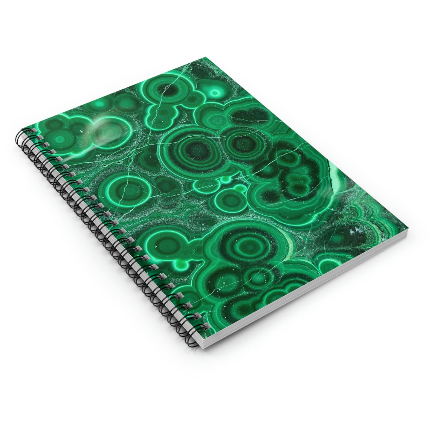 Spiral Notebook for School, Malachite Pattern Notebook, Gift for Crystal Lover, High Grade Malachite Banding, Malachite Lover