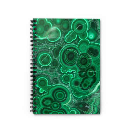 Spiral Notebook for School, Malachite Pattern Notebook, Gift for Crystal Lover, High Grade Malachite Banding, Malachite Lover