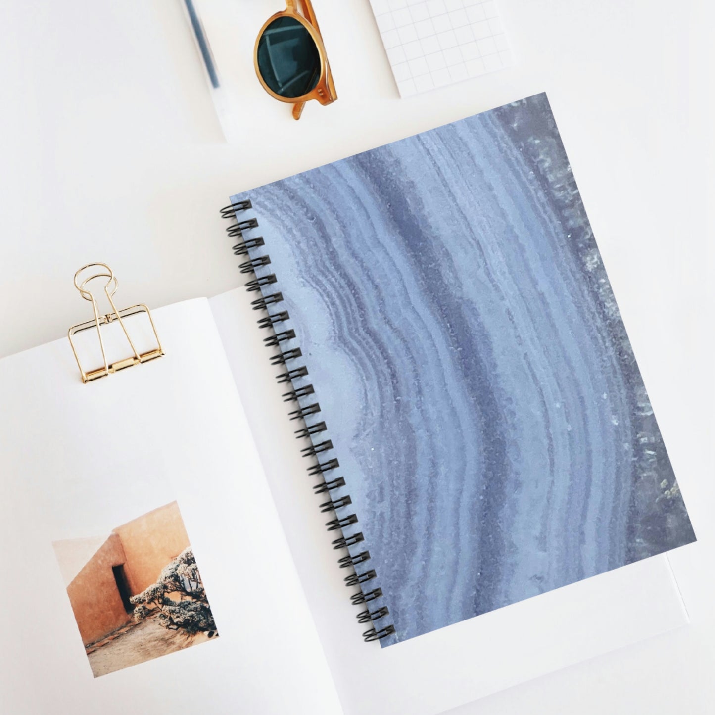 Blue Lace Agate Design Spiral Notebook - Ruled Line