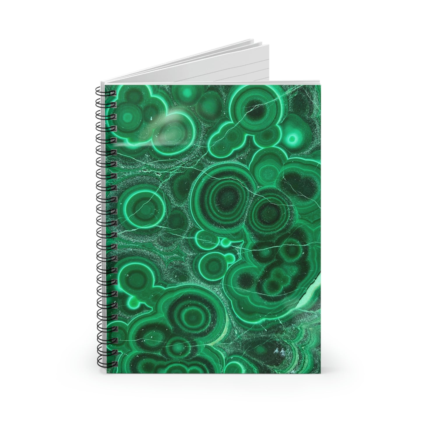 Spiral Notebook for School, Malachite Pattern Notebook, Gift for Crystal Lover, High Grade Malachite Banding, Malachite Lover