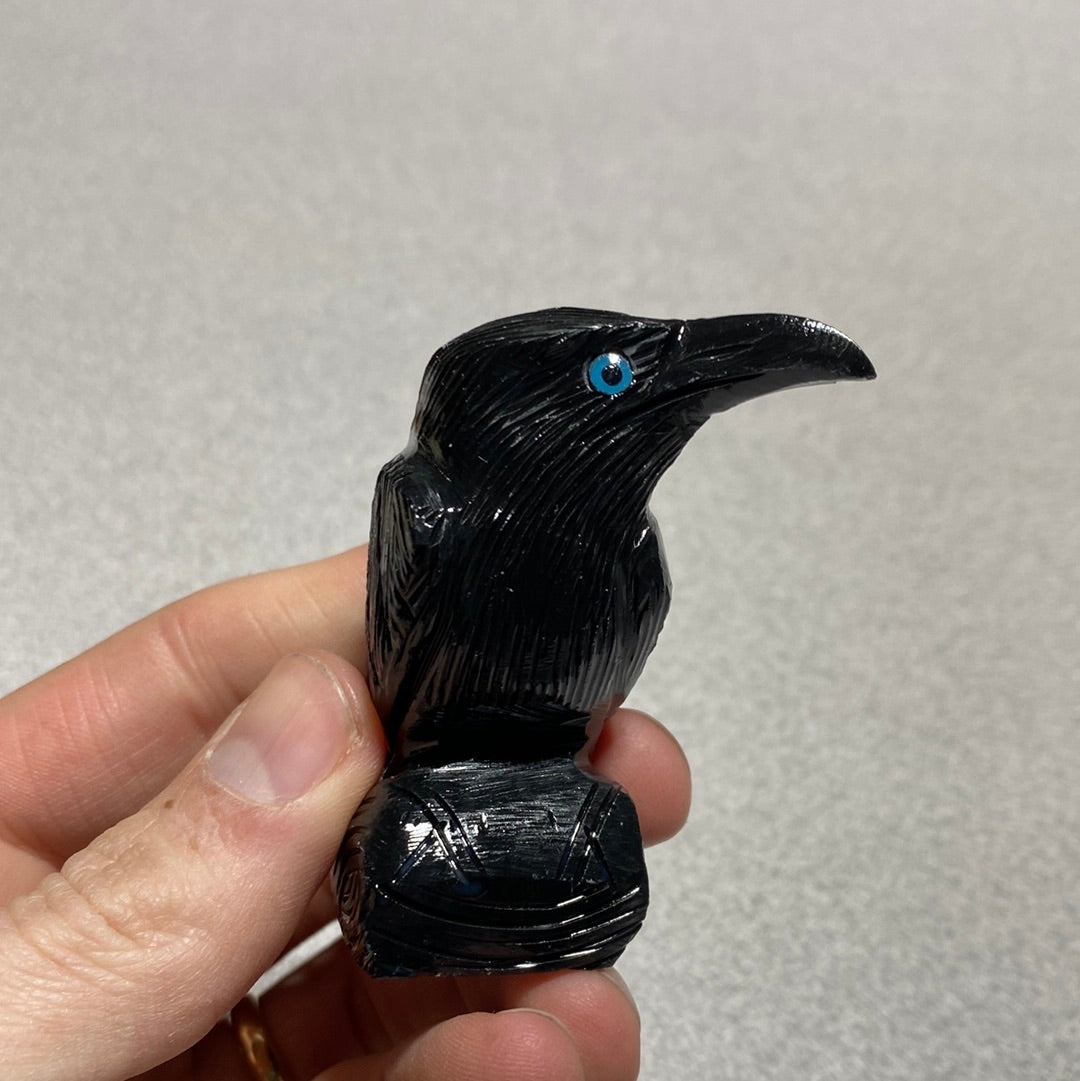 Black Onyx Raven Carving