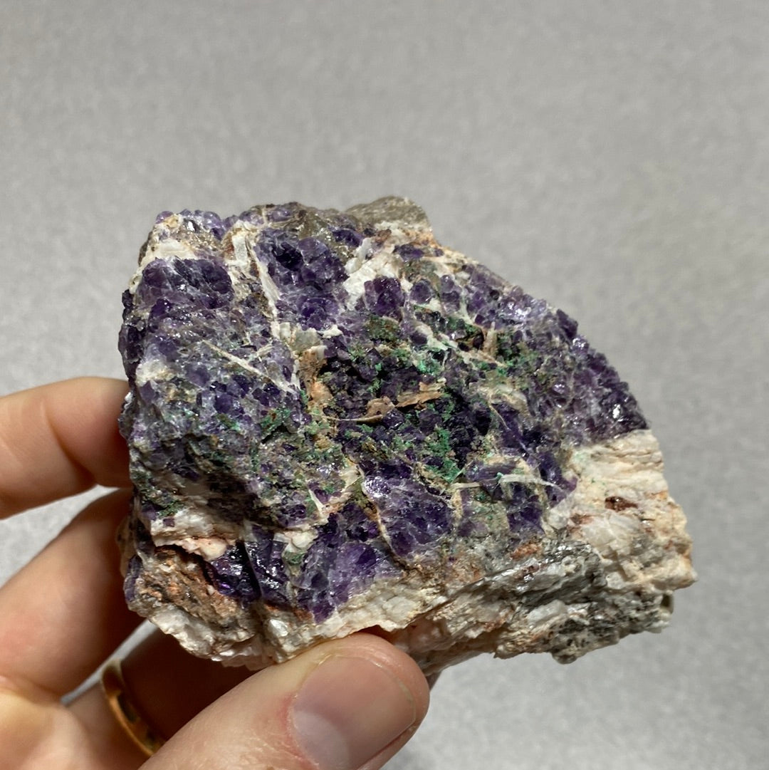 Malachite with Purple Fluorite and Barite - Mexico