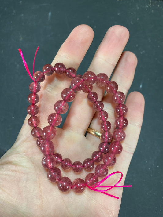 Strawberry Quartz Bracelet- Small / Medium Bead