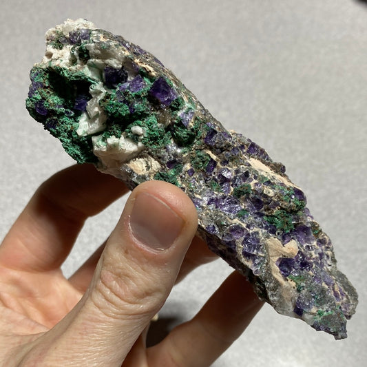 Malachite with Purple Fluorite and Barite - Mexico