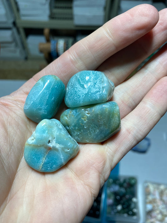 Group of four Amazonite Tumbled Stones from Brazil